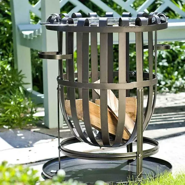 La Hacienda 56043 Vancouver Fire Pit Basket Bowl BBQ Grill Black Steel