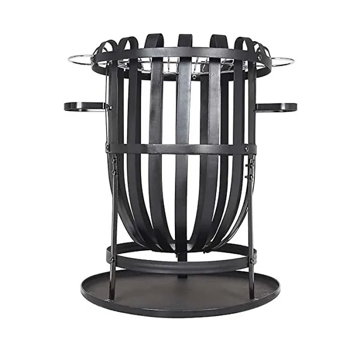 La Hacienda 56043 Vancouver Fire Pit Basket Bowl BBQ Grill Black Steel