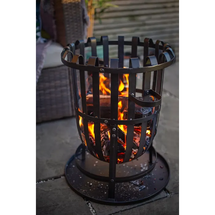 La Hacienda 56043 Vancouver Fire Pit Basket Bowl BBQ Grill Black Steel
