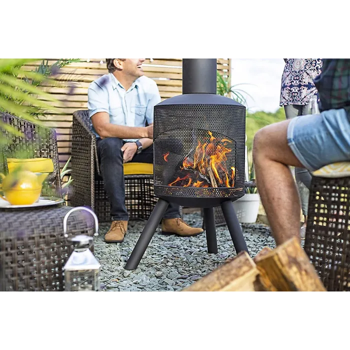 La Hacienda Santana Chimenea Fireplace Firepit Perforated Steel Garden Heater