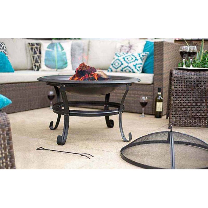 Boston Firepit - Steel - L75 x W75 x H56 cm - Black