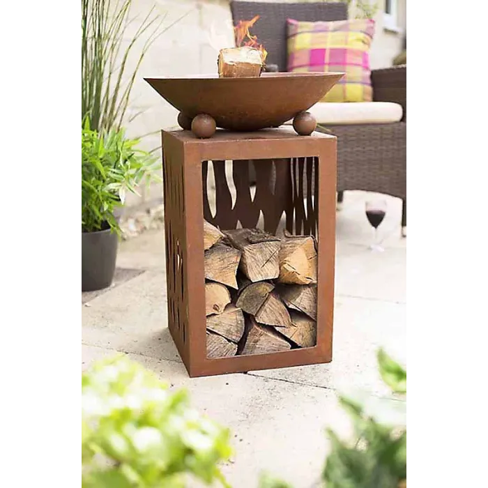 La Hacienda Ochiba Firepit with Log Store