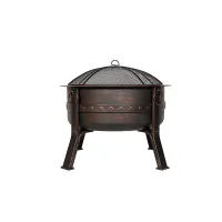 La Hacienda Brava Steel Banded Deep Bowl Firepit - L 80 cm x W 80 cm x H 72 cm