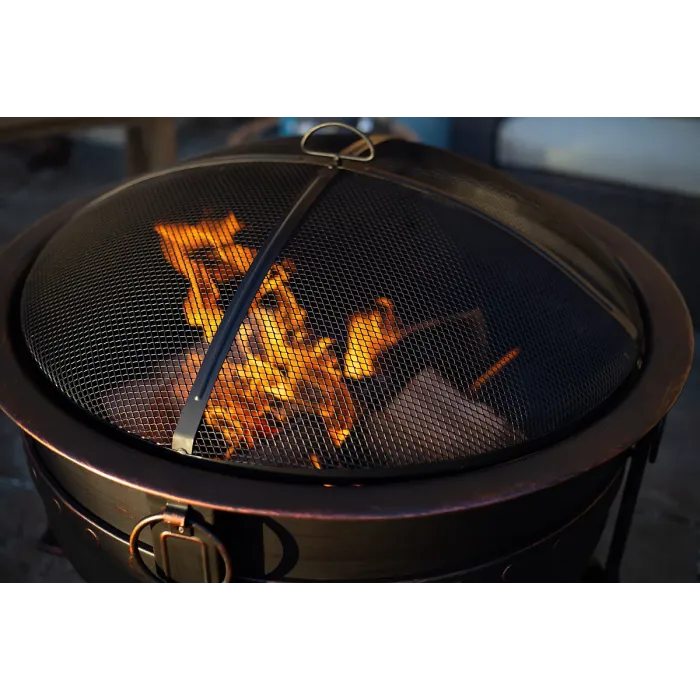 La Hacienda Brava Steel Banded Deep Bowl Firepit - L 80 cm x W 80 cm x H 72 cm