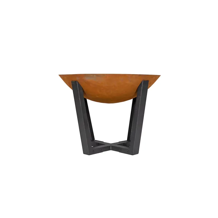 La Hacienda Icarus Oxidised Cast Iron Firepit with Steel Legs, 50cm x 66cm, Natural Rusted & Black