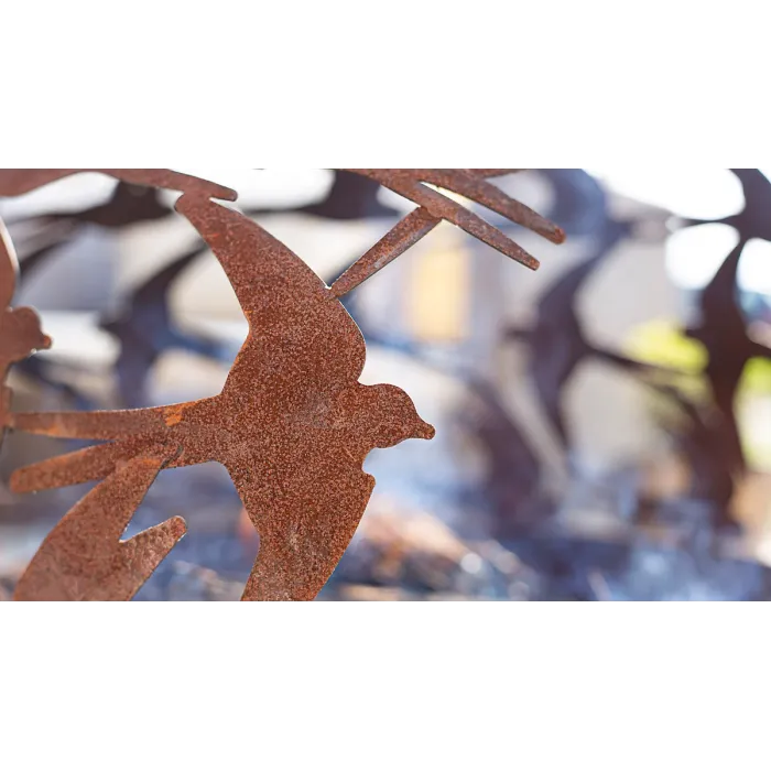 La Hacienda Swallows Fire Globe - Oxidised/Steel - L50 x W50 x H61 cm - Natural