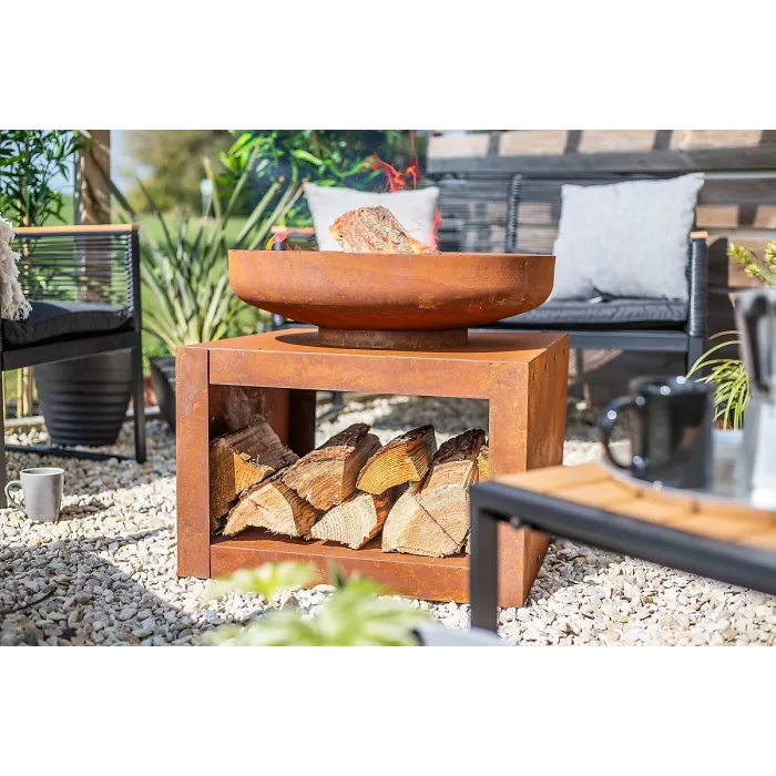 La Hacienda Kuda Medium Firepit - Oxidised/Steel - L60 x W60 x H57 cm - Natural