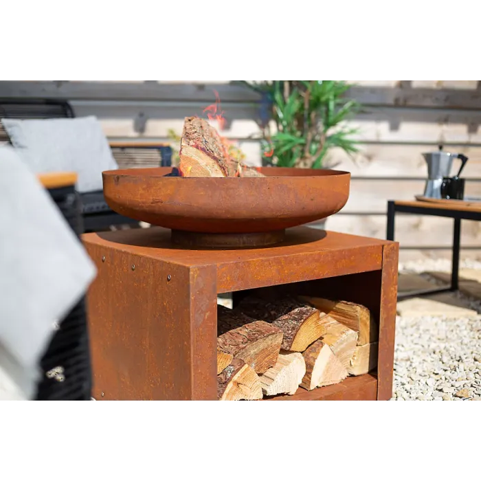 La Hacienda Kuda Medium Firepit - Oxidised/Steel - L60 x W60 x H57 cm - Natural