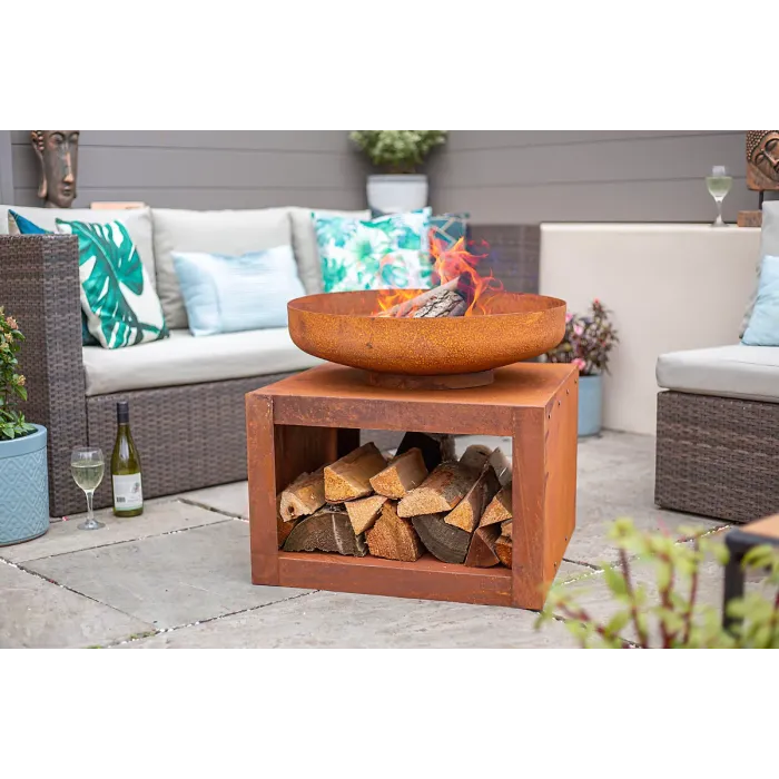 La Hacienda Kuda Medium Firepit - Oxidised/Steel - L60 x W60 x H57 cm - Natural