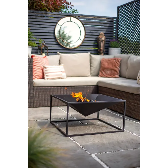 La Hacienda Black Cairo Steel Firepit - L 60 cm x W 60 cm x H 31 cm