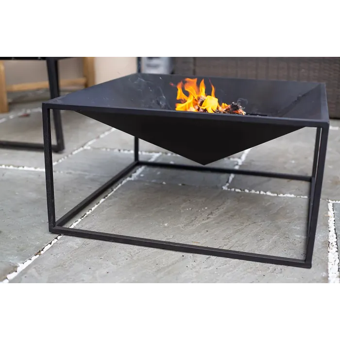 La Hacienda Black Cairo Steel Firepit - L 60 cm x W 60 cm x H 31 cm