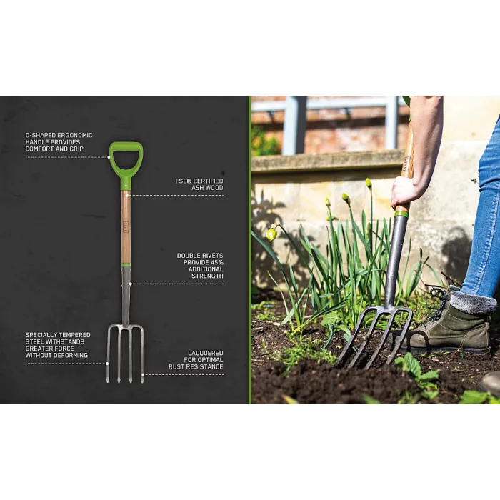 AMES High-Quality Carbon Steel Border Garden Fork - L 96 cm x W 14 cm x D 11 cm