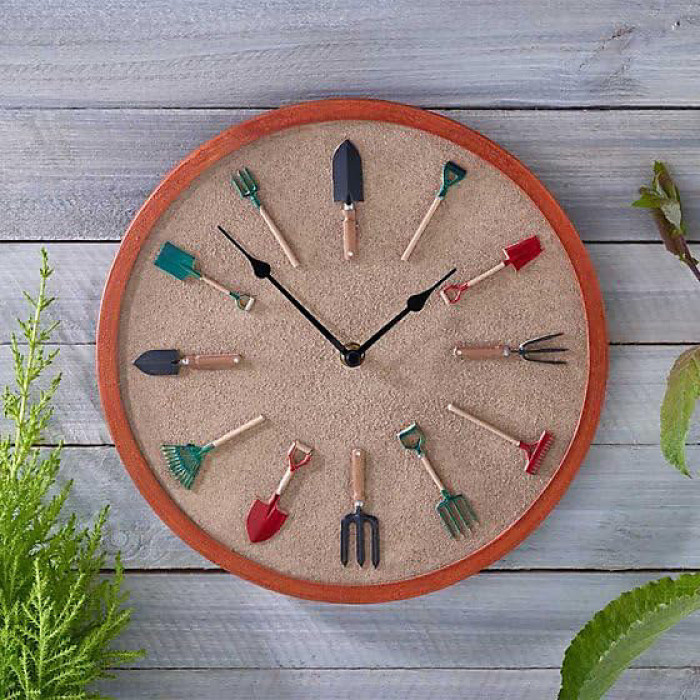 Annibells Garden Tools Wall Clock Round Indoor / Outdoor