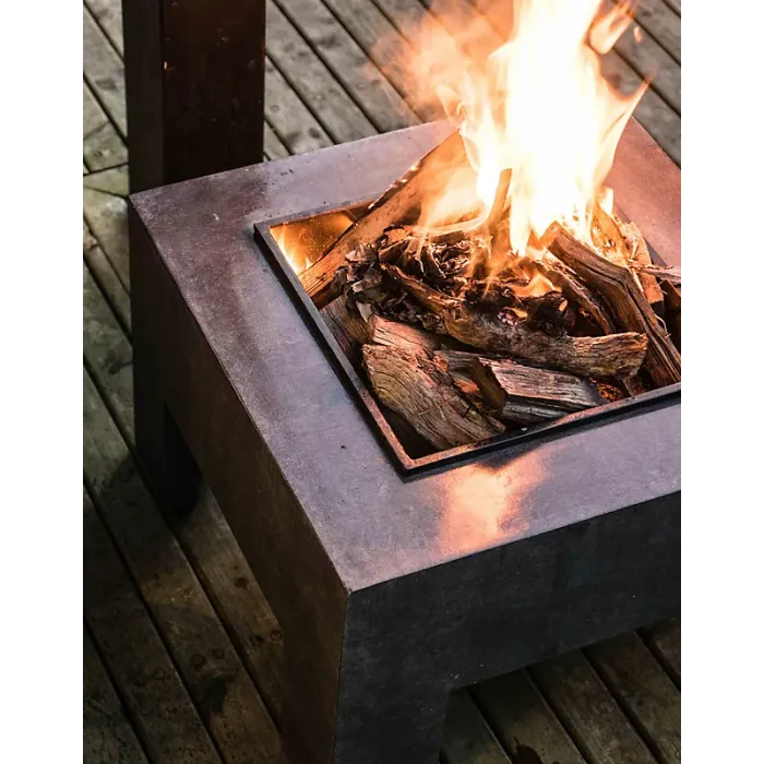 Square Fire Pit & Square Console Granite H40Cm W58Cm