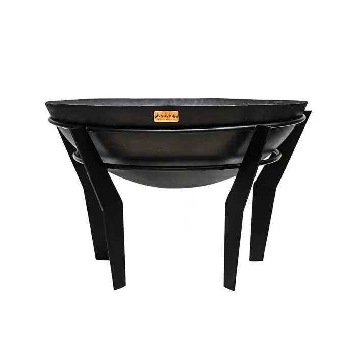 Outdoor Metal Kendal Fire Pit on Stand in Black H44.5Cm W77Cm