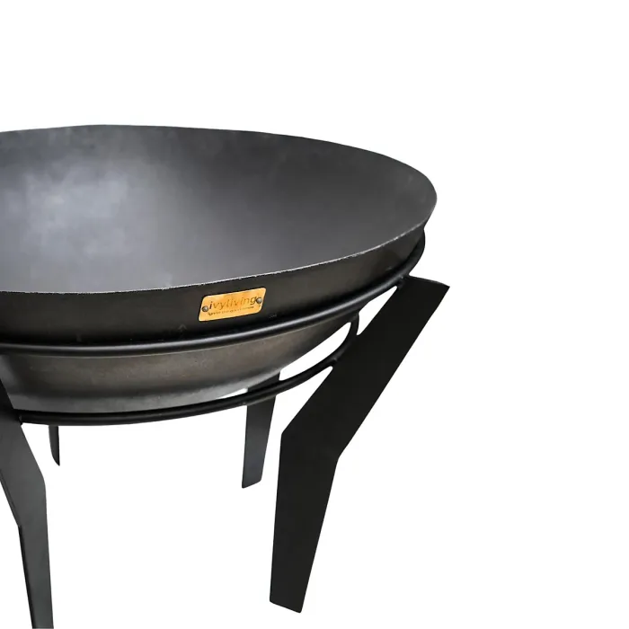 Outdoor Metal Kendal Fire Pit on Stand in Black H44.5Cm W77Cm