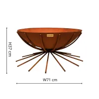 Outdoor Metal Dakota Fire Pit in Rust H37Cm W71Cm