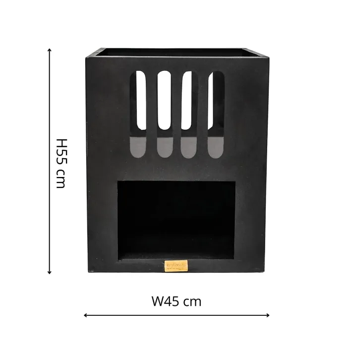 Outdoor Libra Contemporary Fire Pit in Matt Black H55CM W45CM