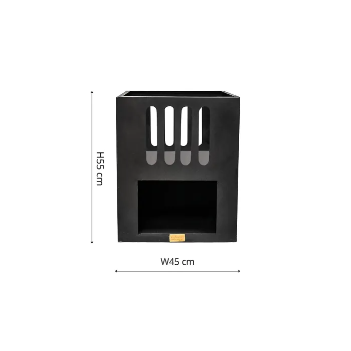 Outdoor Libra Contemporary Fire Pit in Matt Black H55CM W45CM