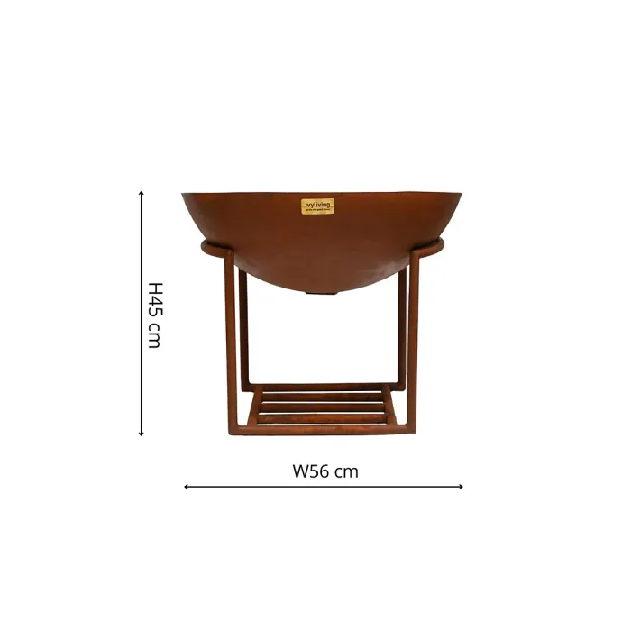 Outdoor XL Cast Iron Fire Pit in Rust H49cm W80cm