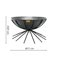 Outdoor Metal Dakota Fire Pit in Black H37Cm W71Cm