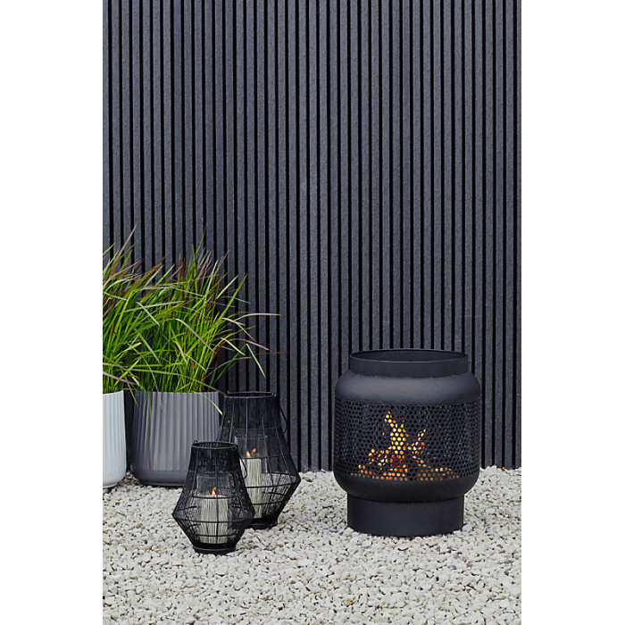 Outdoor Tall Buttermere Basket Fire Pit Black H51cm W45cm