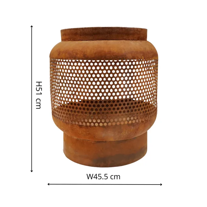 Outdoor Tall Buttermere Basket Fire Pit Rust H51cm W45cm