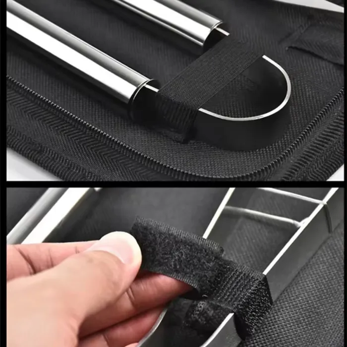 AMOS Stainless Steel Barbeque Utensils Set BBQ Grill Tools Kit Accessories 11pcs With Carry Case Outdoor Cooking Camping Travel