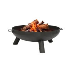 Hammer & Tongs Round Iron Fire Pit - 68cm - Outdoor Garden Patio Firepit Log Burner Bowl