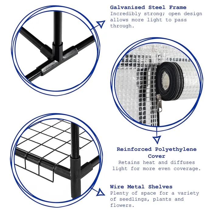 Harbour Housewares Plastic 4 Tier Mini Greenhouse - 3ft x 6ft - White