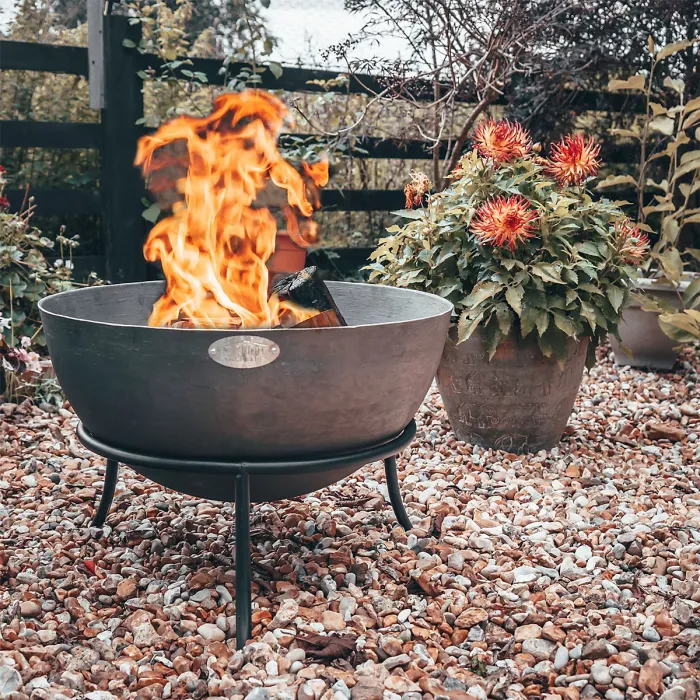 Harbour Housewares Steel Garden Fire Pit - 60cm - Grey