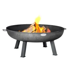 Harbour Housewares Cast Iron Garden Fire Pit - 100cm - Grey