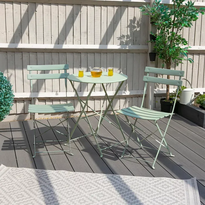 Harbour Housewares 2 Seater Sussex Bistro Set - Round - Sage Green