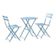 Harbour Housewares 2 Seater Sussex Bistro Set - Round - Cornflower Blue