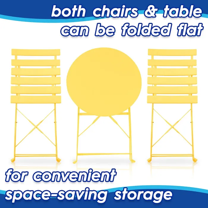 Harbour Housewares 2 Seater Sussex Bistro Set - Round - Cornflower Blue