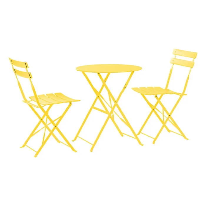 Harbour Housewares 2 Seater Sussex Bistro Set - Round - Yellow