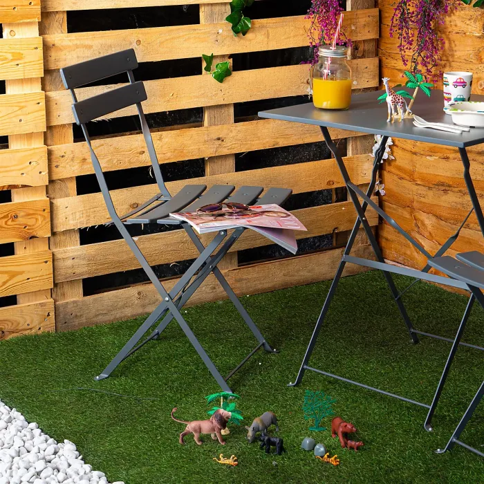 Harbour Housewares 2 Seater Sussex Bistro Set - Square - Grey