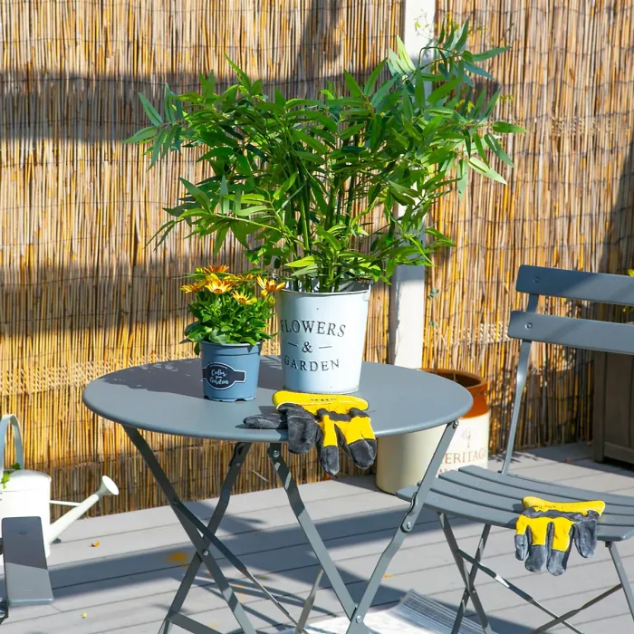 Harbour Housewares 2 Seater Sussex Bistro Set - Round - Grey