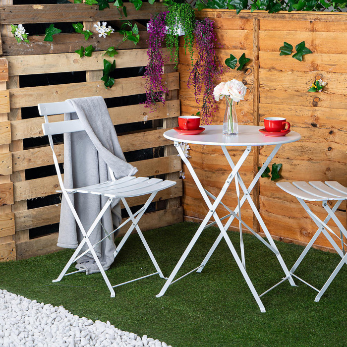 Harbour Housewares 2 Seater Sussex Bistro Set - Square - White