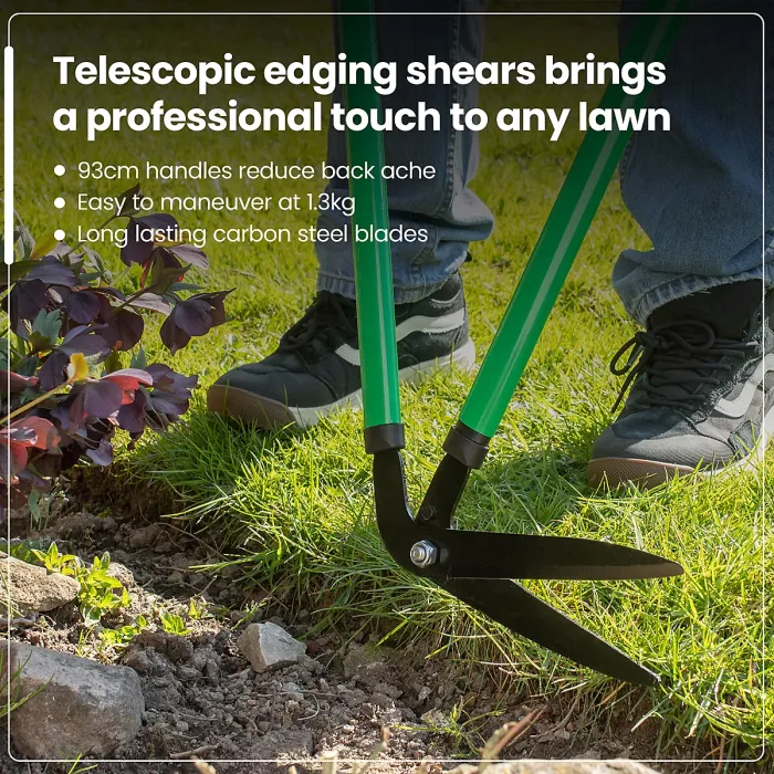 Hardys 36" Long Handled Garden Shears - 1.3kg Lawn Edging Border Trimmer with Soft Grip Handles, Carbon Steel Blade, Green