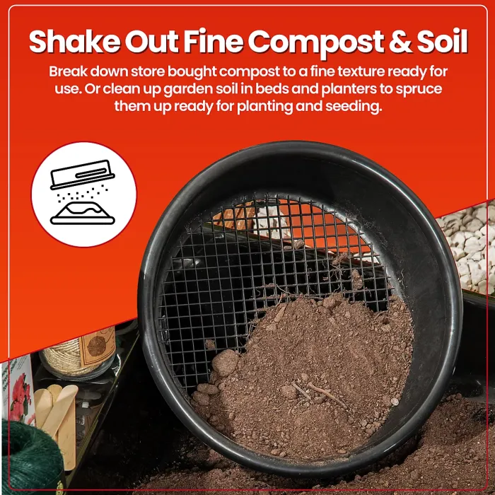 Hardys Large Plastic Garden Sieve - Gardening Riddle Stone and Soil Sifter, Compost Filter, BPA Free, 10mm Holes - 35cm Diameter