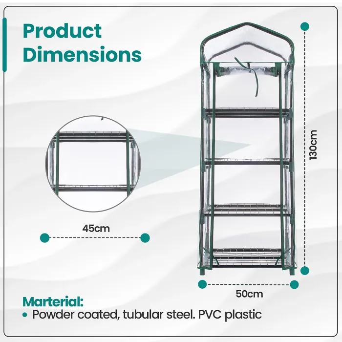 Hardys 4 Tier Mini Greenhouse - PVC Garden Growhouse with Reinforced Steel Frame, Easy Assembly, Thick PVC Cover, Roll Up Front