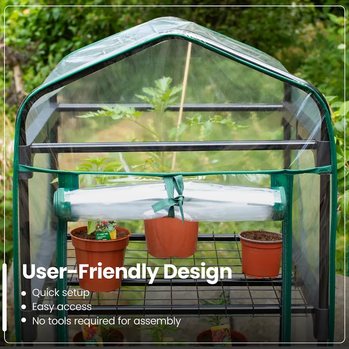 Hardys 4 Tier Mini Greenhouse - PVC Garden Growhouse with Reinforced Steel Frame, Easy Assembly, Thick PVC Cover, Roll Up Front