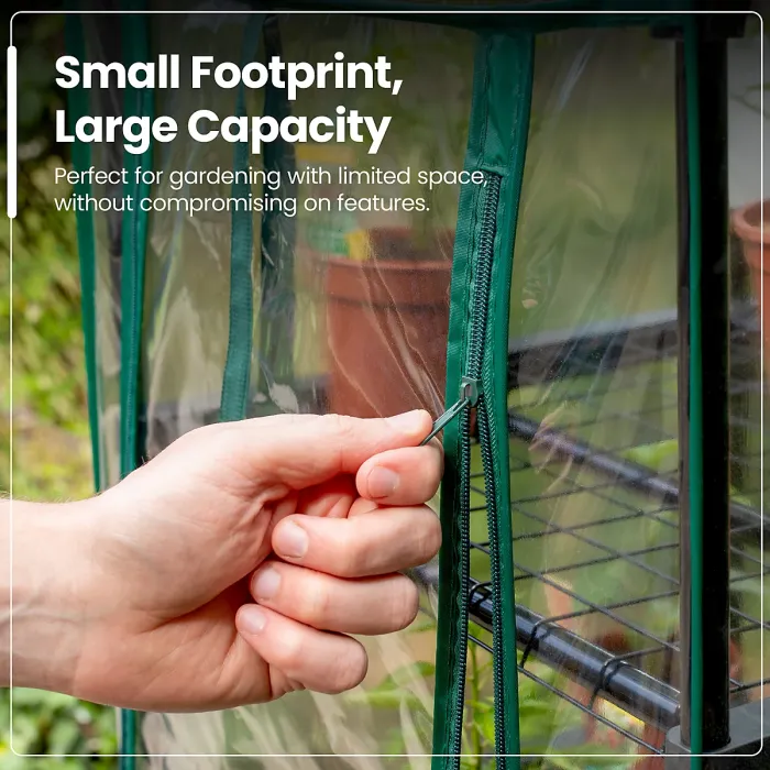 Hardys 4 Tier Mini Greenhouse - PVC Garden Growhouse with Reinforced Steel Frame, Easy Assembly, Thick PVC Cover, Roll Up Front