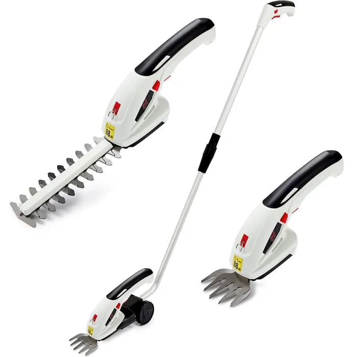 NETTA 7.2V Cordless 2 in 1 LithiumIon Grass and Hedge Trimmer, Edging and Shrub Shear, With Telescopic Pole Handle