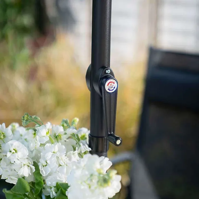 Primrose 6 Seater Garden Furniture Dining Set With Parasol Reclining Chairs Glass Table In Black