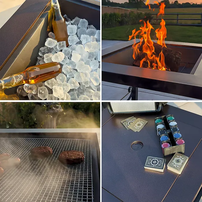 Marco Paul Black 4-in 1 Steel Firepit, Bbq, Table and ice bucket