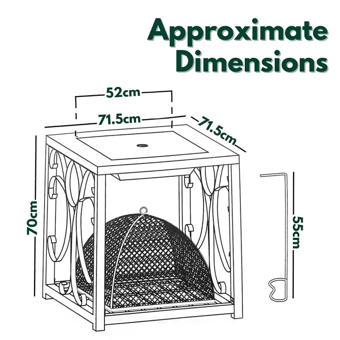 Marco Paul Black 4-in 1 Steel Firepit, Bbq, Table and ice bucket