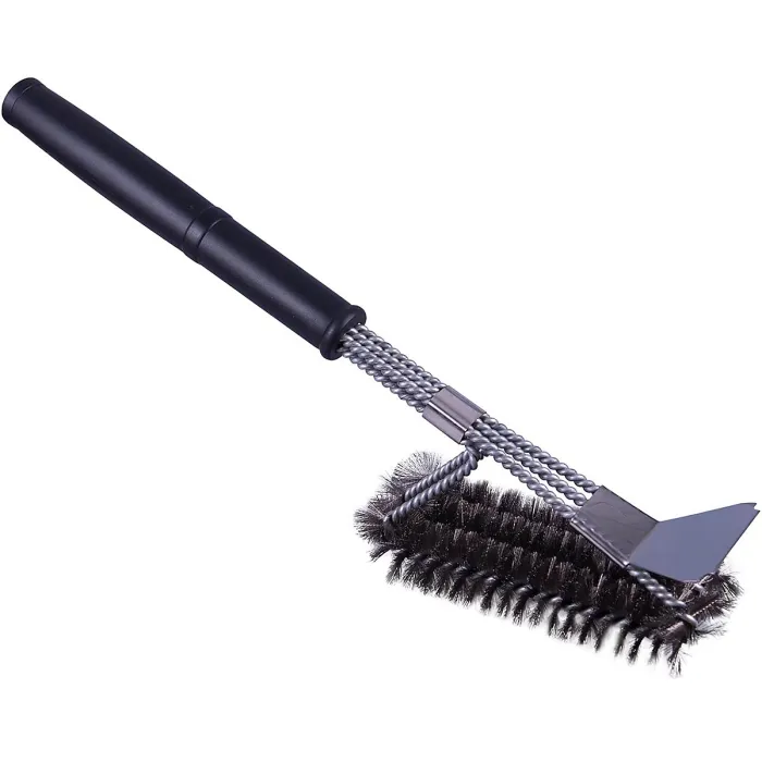 Long Handle BBQ Cleaning Brush with Scraper & 360 Degree Heavy Duty Wire Bristles - Suitable for Gas, Charcoal & Propane Barbecues