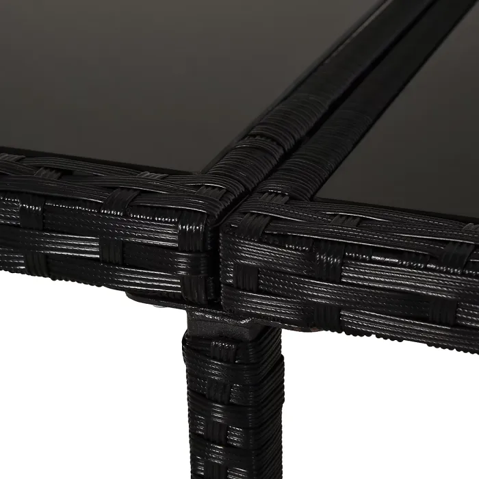 Outsunny 10 Seater Cube Rattan Dining Set W/ Cushions Glass Top Table Black